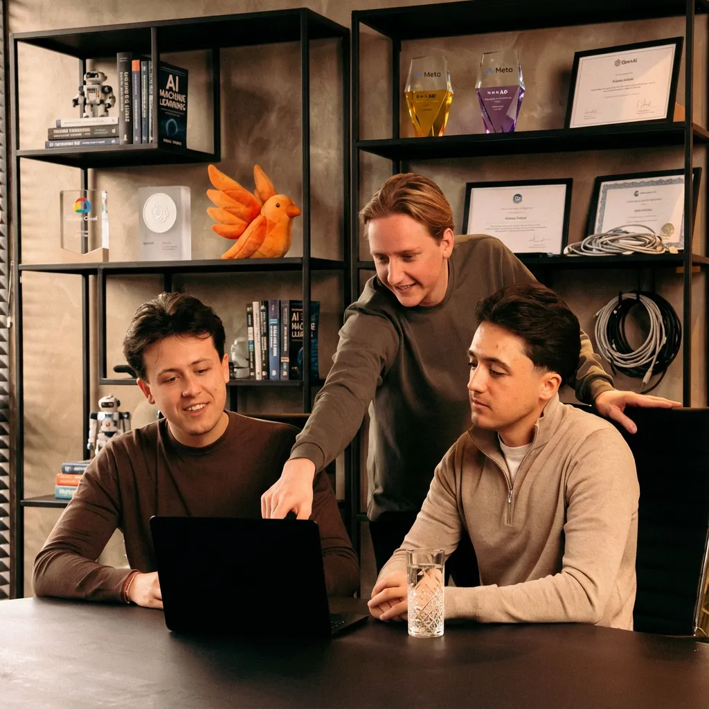 Floris met Loy en Sem aan het werk bij Triplebird